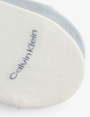 Calvin Klein Womens Grey/off-white Footie High-cut Pack Of Two Mesh Liner Socks