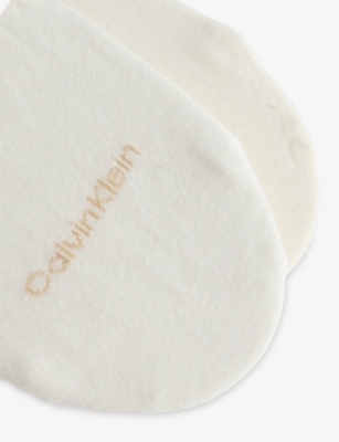 Calvin Klein Womens Off White Footie High-cut Pack Of Two Mesh Liner Socks