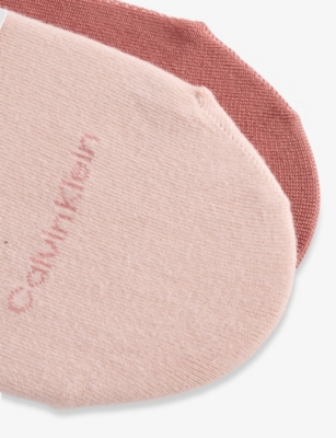 Calvin Klein Womens Pink Combo Footie High-cut Pack Of Two Mesh Liner Socks
