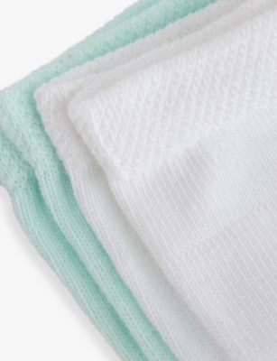 Shop Calvin Klein Womens Turquoise/white Branded Pack Of Two Cotton-blend Ankle Socks
