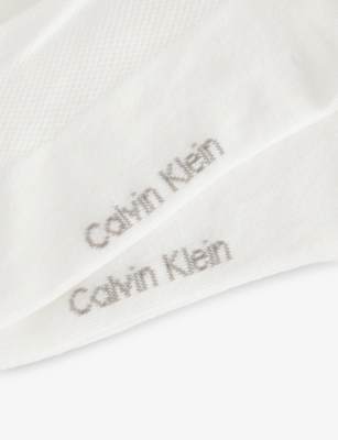 Calvin Klein Womens White Branded Pack Of Two Cotton-blend Ankle Socks