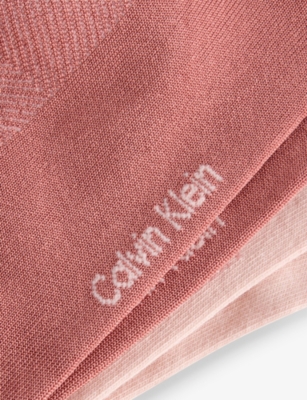 Calvin Klein Womens Pink Combo Pack Of Two Stretch-mesh Ankle Socks