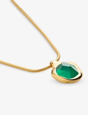 Monica Vinader Womens Green Odyssey 18ct Gold Vermeil-plated 925 Sterling Silver And Onyx Pendant Necklac