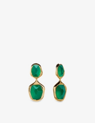 MONICA VINADER: Odyssey Cocktail 18ct Gold Vermeil-Plated 925 Sterling Silver and Onyx Drop Earrings