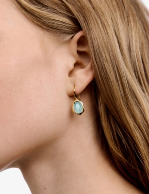 Monica Vinader Womens Blue Odyssey 18ct Yellow-gold Vermeil And Aquamarine Drop Earrings In Blue
