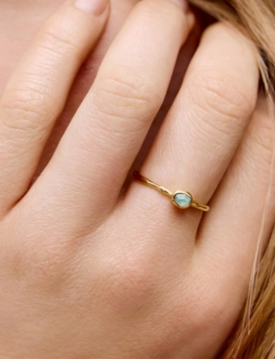 MONICA VINADER: Odyssey Gemstone 18ct Yellow Gold Vermeil And Aquamarine Stacking Ring