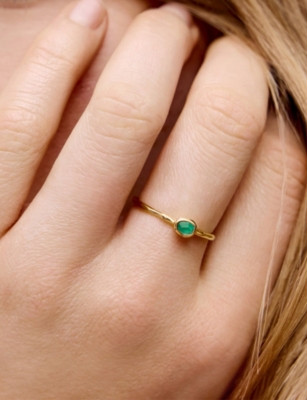 Shop Monica Vinader Womens Green Odyssey 18ct Gold Vermeil-plated 925 Sterling Silver And Onyx Stacking Ring