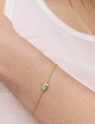 Monica Vinader Gold Odyssey Gemstone Chain Bracelet Aquamarine In Gold