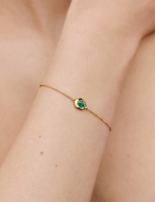 Monica Vinader Womens Green Odyssey Onyx And 18ct Yellow-gold Vermeil Chain Bracelet