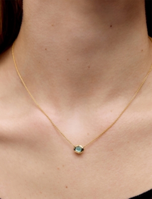 Monica Vinader Womens Blue Odyssey 18ct Yellow-gold Vermeil And Aquamarine  Necklac