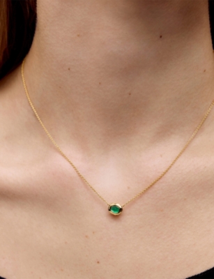 Monica Vinader Womens Green Odyssey 18ct Gold Vermeil-plated 925 Sterling Silver And Onyx Pendant Necklac