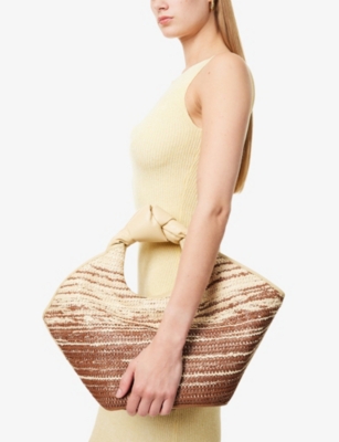 Hereu Womens Castell Raffia Knotted-handle Raffia Tote Bag Natural / Tan
