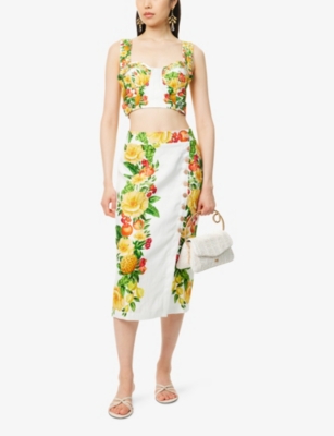 FARM RIO: Picnic Flowers Crop Linen Top