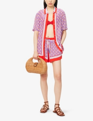 Farm Rio Womens Multicolour Graphic Pineapple Drawstring Woven Shorts