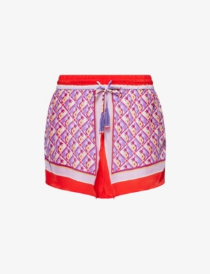 Farm Rio Womens Multicolour Graphic Pineapple Drawstring Woven Shorts