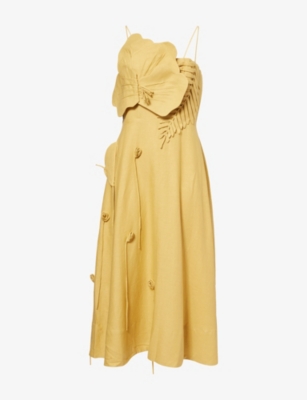 Vintage Stretchy Garden Midi Dress Sand Red main image 1
