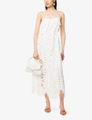 Richelieu Embroidered Linen-Blend Maxi Dress