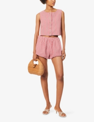 POSSE: Rio Gingham Cotton-Poplin Top