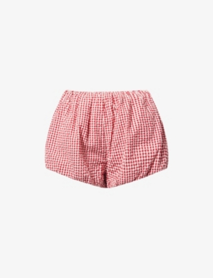 POSSE WOMENS POSSE AURELIA GINGHAM COTTON-POPLIN SHORTS 