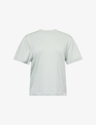 Extreme Cashmere Womens Cuba Round-neck Cotton And Cashmere-blend Knitted T-shirt Glass In Silver