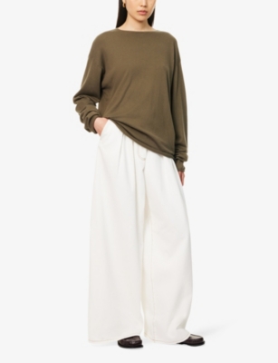 Extreme Cashmere Womens Army Aries Round-neck Cotton And Cashmere-blend Knitted Jumper