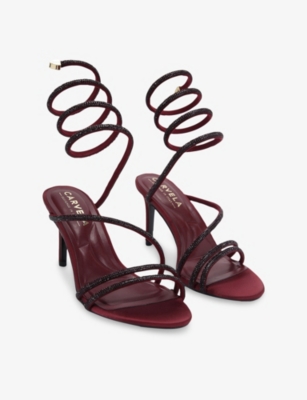 CARVELA: Spiral 80 Crystal-Strap Woven Heels