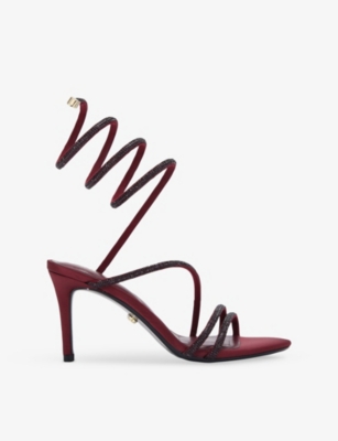 CARVELA: Spiral 80 Crystal-Strap Woven Heels