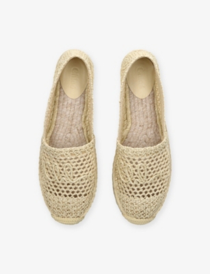 CHLOE: Isla Logo-Embossed Crochet Espadrilles