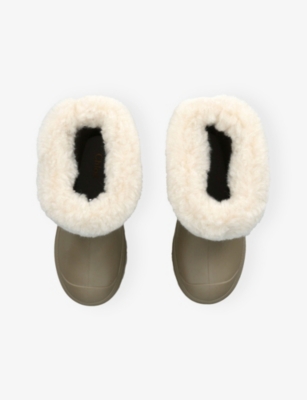 Chloé Rain Boots With Faux Shearling Cuff Kids In Gray