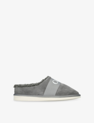 Chloé Grey Kids' Shearling And Suede Slippers&nbsp; Eur 32 / 13 Uk In Gray