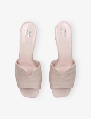 Gina Womens Bone Arles Heeled Leather Mules Eur 36 / 3 Uk In Multi