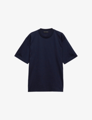 PRADA: Logo-Embroidered Crewneck Cotton-Jersey T-Shirt