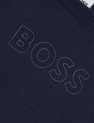 BOSS: De-Bossed Logo Round-Neck Knitted Pullover 6 Months-3 Years