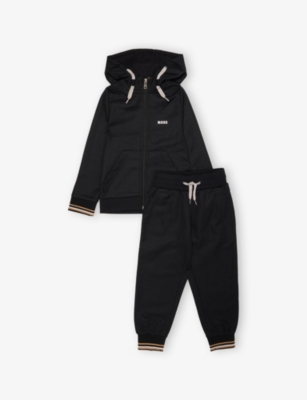 BOSS: Logo-Embroidered Striped Cotton Tracksuit Set 4-16 Years