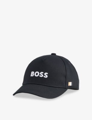 Hugo Boss Black Embroidered Cotton Baseball Cap 6-16 In Black