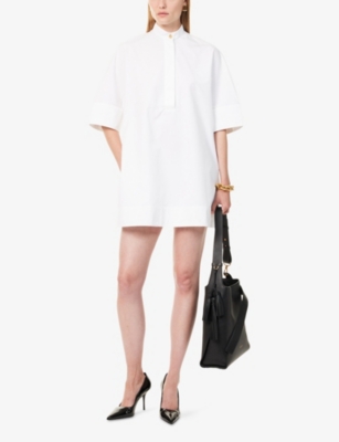GIVENCHY: Logo-Embroidered Short-Sleeve Cotton-Poplin Mini Shirt Dress