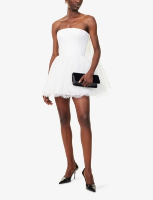 GIVENCHY: Lace Cape Woven Mini Dress