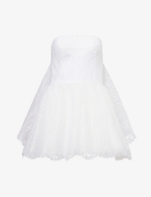 GIVENCHY: Lace Cape Woven Mini Dress
