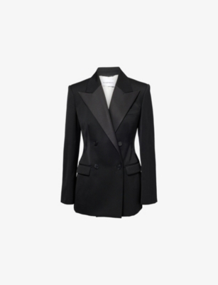 Givenchy Womens Black Peak-lapel Double-breasted Wool Blazer In Black