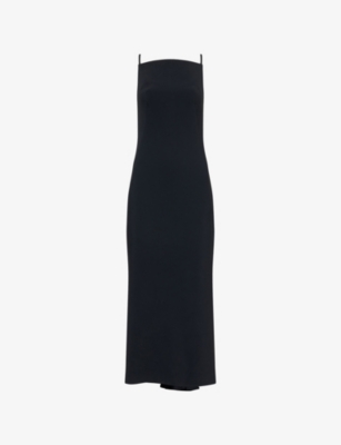 Givenchy Womens Black Sliced Sleeveless Cady-crepe Midi Dress