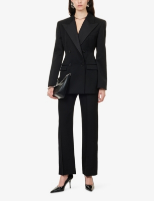 Givenchy Womens Black Cigarette-leg High-rise Wool Trousers In Black