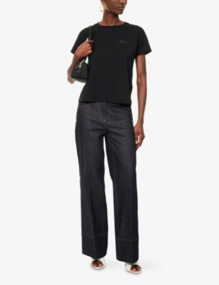 Givenchy Womens Black Logo-patch Cotton T-shirt In Black