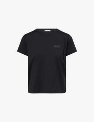 Givenchy Womens Black Logo-patch Cotton T-shirt In Black