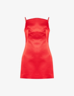 GIVENCHY: Square-Neck Silk Mini Dress