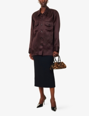 GIVENCHY: Flared Mid-Waist Woven Midi Skirt