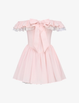 HOUSE OF CB: Jaide Floral-Print Off-Shoulder Stretch-Cotton Mini Dress