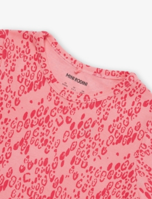 MINI RODINI: Mini Leopard Ribbed Stretch-Woven Dress 9 Months-11 Years