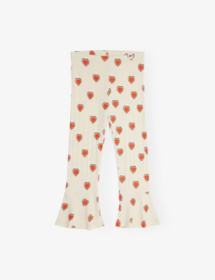 MINI RODINI: Outlined Hearts Flared Stretch-Cotton Trousers 9 Months-11 Years