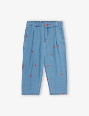 Mini Rodini Blue Mini Hearts Straight-leg Denim Trousers 12 Months - 11 In Blue