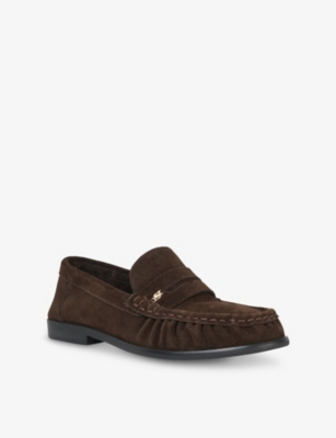 Dune Womens Brown Suede Grisella Suede Penny Loafers Eur 36 / 3 Uk In Brown